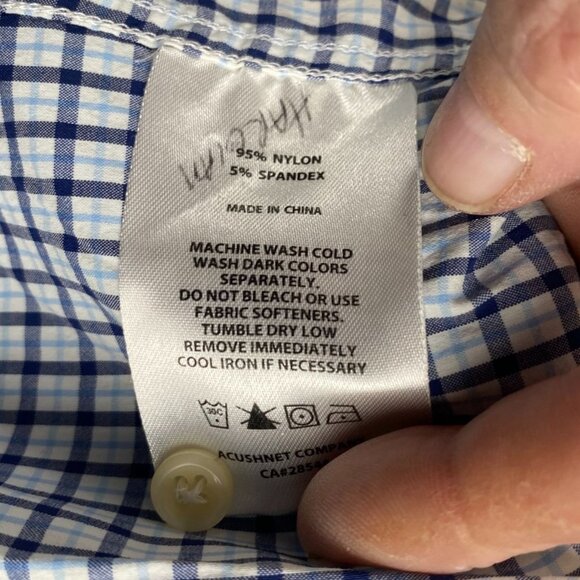 FootJoy Mens Shirt Large Blue/White Checkered Long Sleeve Button Down Casual - Picture 6 of 8